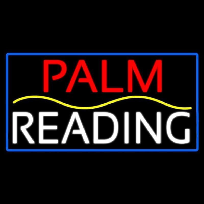 Red Palm Yellow Line White Reading Blue Border Handmade Art Neon Sign