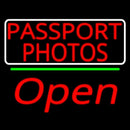 Red Passport Photos With Open 2 Handmade Art Neon Sign