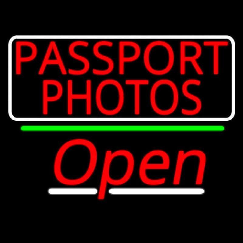 Red Passport Photos With Open 3 Handmade Art Neon Sign