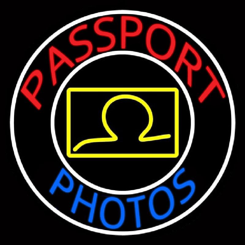 Red Passport Photos With Oval Handmade Art Neon Sign