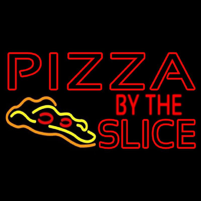 Red Pizza By The Slice Logo Handmade Art Neon Sign