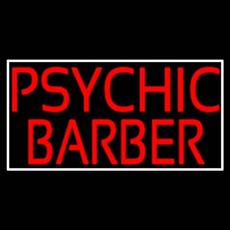 Red Psychic Barber With Border Handmade Art Neon Sign