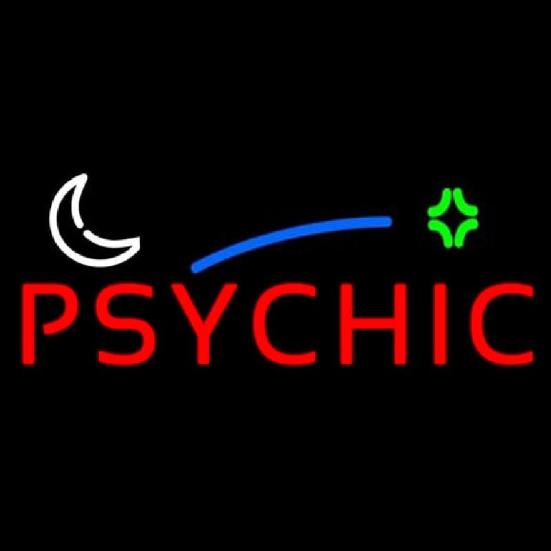 Red Psychic Block Logo Handmade Art Neon Sign