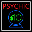 Red Psychic Blue Crystal Globe And White Border Handmade Art Neon Sign