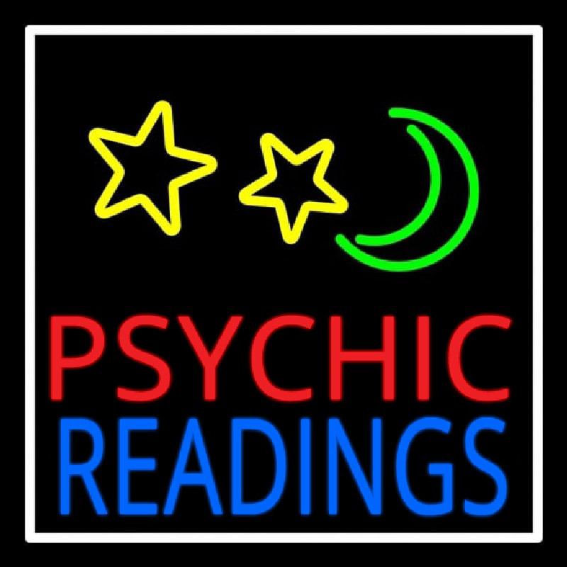 Red Psychic Blue Readings White Border Handmade Art Neon Sign