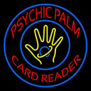 Red Psychic Palm Card Reader Blue Border Handmade Art Neon Sign