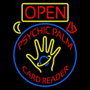 Red Psychic Palm Card Reader Open And Logo Handmade Art Neon Sign