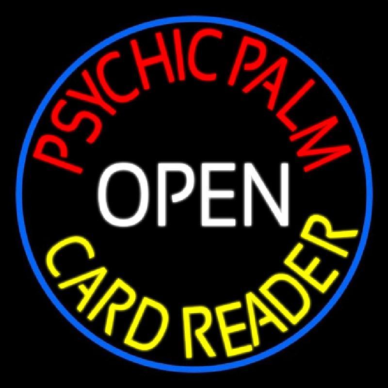 Red Psychic Palm Yellow Card Reader White Open Handmade Art Neon Sign