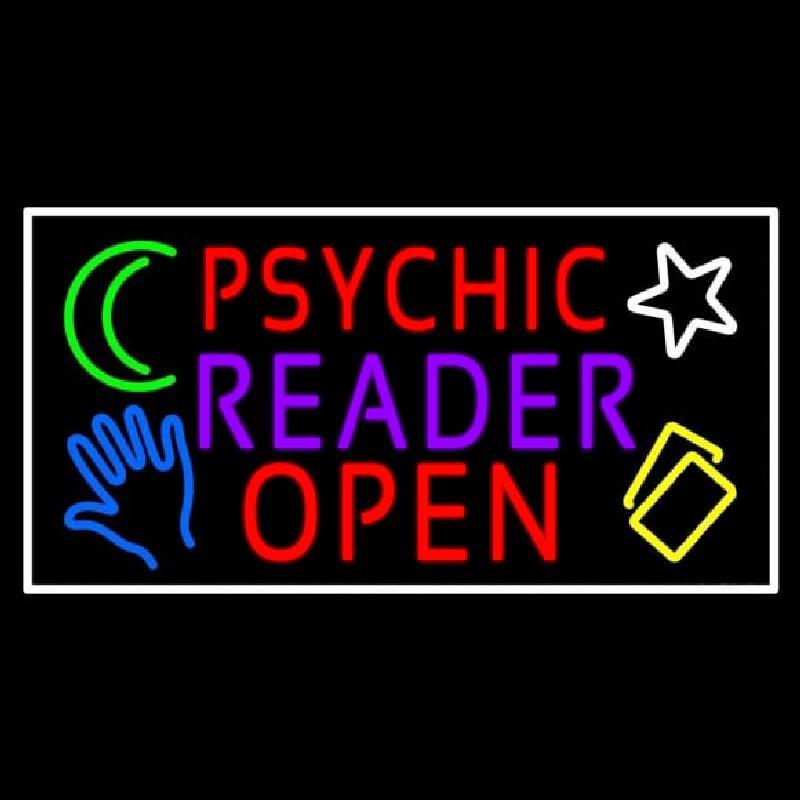 Red Psychic Purple Reader Red Open Block White Border Handmade Art Neon Sign