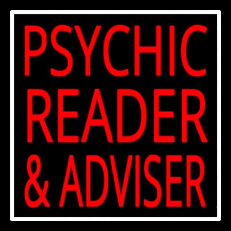 Red Psychic Reader And Advisor With Border Handmade Art Neon Sign