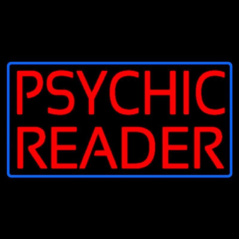 Red Psychic Reader Blue Border Handmade Art Neon Sign
