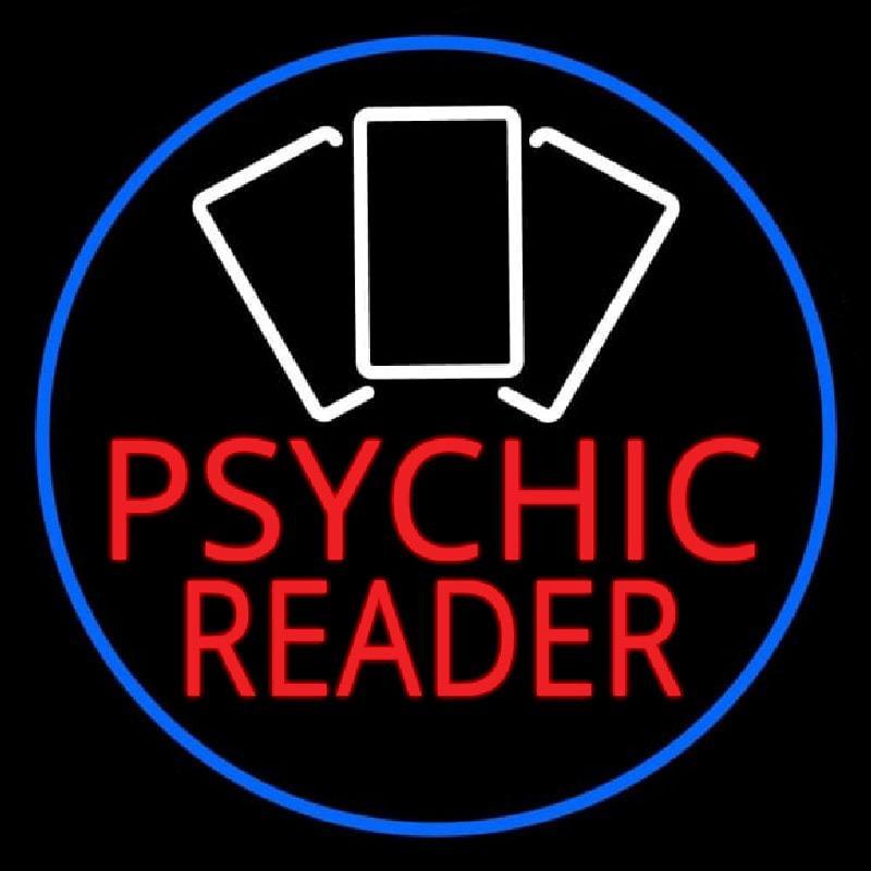 Red Psychic Reader White Cards And Blue Border Handmade Art Neon Sign