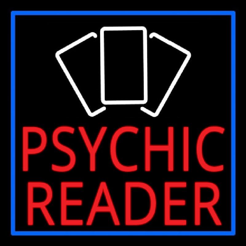 Red Psychic Reader With Cards Handmade Art Neon Sign