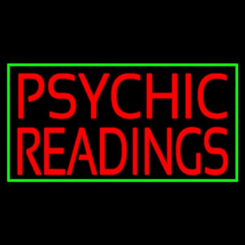Red Psychic Readings Green Border Handmade Art Neon Sign