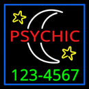Red Psychic White Logo Green Phone Number Handmade Art Neon Sign