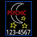 Red Psychic White Logo Phone Number Blue Border Handmade Art Neon Sign