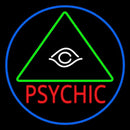 Red Psychic With Logo Blue Border Handmade Art Neon Sign