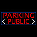 Red Public Parking And Arrow With Blue Border Handmade Art Neon Sign