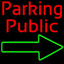Red Public Parking With Arrow Handmade Art Neon Sign