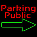 Red Public Parking With Arrow Handmade Art Neon Sign
