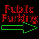Red Public Parking With Arrow Handmade Art Neon Sign