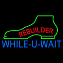Red Rebuilder Blue While You Wait Handmade Art Neon Sign