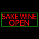 Red Sake Wine Open With Green Border Handmade Art Neon Sign
