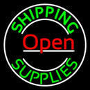 Red Shipping Supplies With Circle Open Handmade Art Neon Sign
