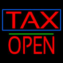 Red Tax Blue Border Block Open Handmade Art Neon Sign