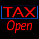 Red Tax Blue Border Open Handmade Art Neon Sign