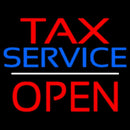 Red Tax Service White Line Block Open Handmade Art Neon Sign