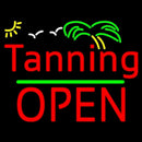 Red Tanning Block Open Palm Tree Handmade Art Neon Sign
