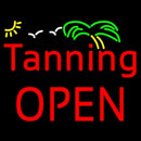 Red Tanning Block Open With Palm Tree Handmade Art Neon Sign