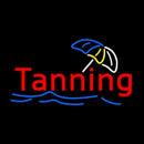 Red Tanning Blue Waves With Umbrella Logo Handmade Art Neon Sign
