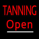 Red Tanning Open White Line Handmade Art Neon Sign