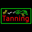 Red Tanning Palm Tree With Green Border Handmade Art Neon Sign