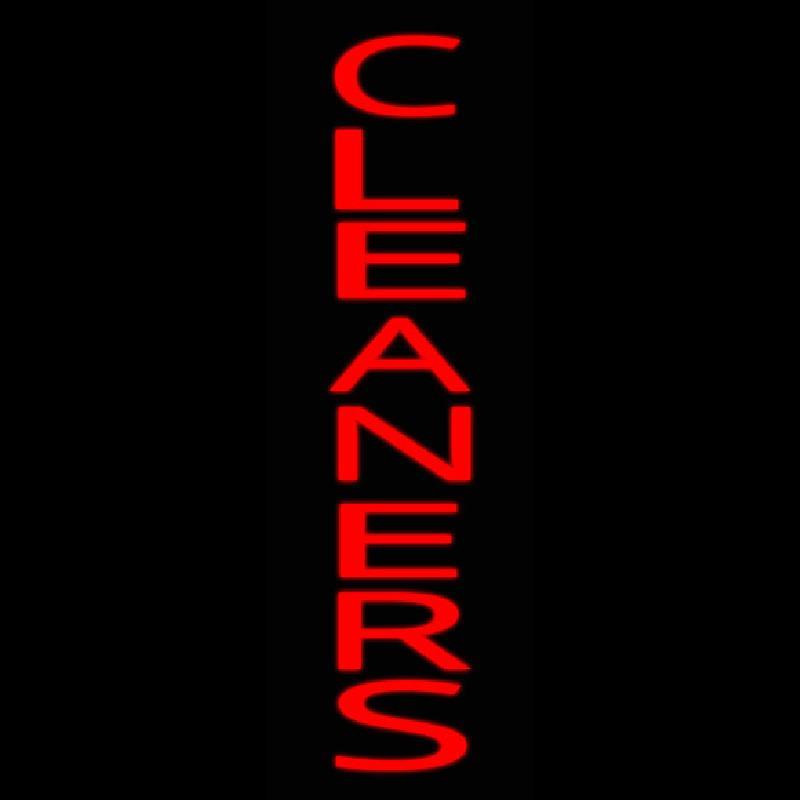 Red Vertical Cleaners Handmade Art Neon Sign