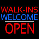 Red Walk Ins Welcome Open White Line Handmade Art Neon Sign