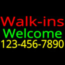 Red Walk Ins Welcome With Phone Number Handmade Art Neon Sign