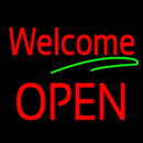 Red Welcome Open Green Line Handmade Art Neon Sign