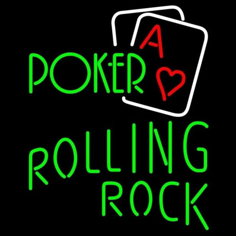 Rolling Rock Green Poker Beer Sign Handmade Art Neon Sign