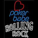 Rolling Rock Poker Girl Heart Babe Beer Sign Handmade Art Neon Sign