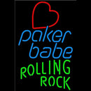 Rolling Rock Poker Girl Heart Babe Beer Sign Handmade Art Neon Sign
