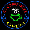 Round Coffee Open Handmade Art Neon Sign