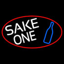 Sake One And Bottle Oval With Red Border Handmade Art Neon Sign