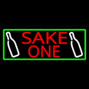 Sake One And Bottle With Green Border Handmade Art Neon Sign