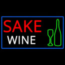 Sake Wine Bottle Glass With Blue Border Handmade Art Neon Sign