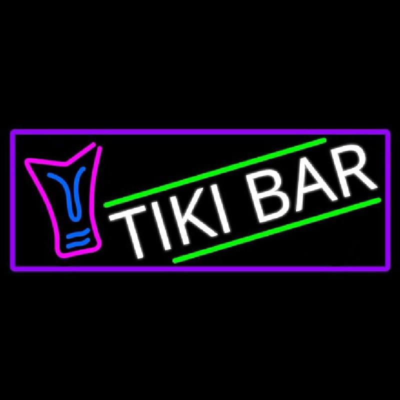 Sculpture Tiki Bar With Purple Border Handmade Art Neon Sign