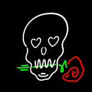 Skull With Rose Handmade Art Neon Sign