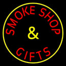 Smoke Shop And Gifts With Yellow Border Handmade Art Neon Sign